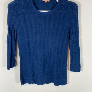 Kier + J knit lightweight pullover crew sweater navy large